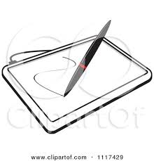 Tablet computer clipart black and white. Clipart Of A Stylus Pen Drawing On A Black And White Computer Graphics Tablet Royalty Free Vector Illustration By Lal Perera 1117429