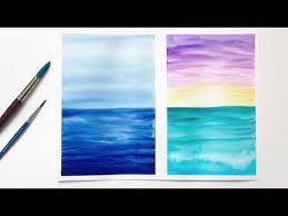 The paper measures 8.5x11 and has a slight white border to frame well into an 8x10 mat in an 11x14 frame. Ocean Watercolor Painting Tutorial Watercolor Ideas For Beginners Youtube