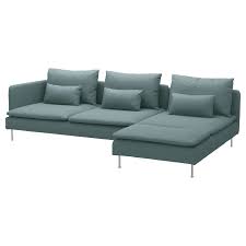 Soderhamn Sectional 4 Seat With Chaise Finnsta Turquoise Ikea Fabric Sofa Ikea Comfortable Sofa