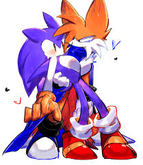 usa37107692, mr. needlemouse, tails (sonic), friday night funkin,  original, sonic (series), highres, animal ears, black sclera, blue eyes,  cape, colored sclera, fox, fox boy, fox ears, gloves, hedgehog, hetero,  orange fur, purple