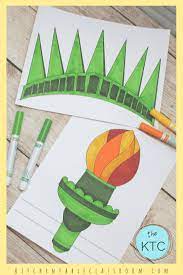 Tape them into a ring shape on the back of the torch. Statue Of Liberty Printable Crown And Torch The Kitchen Table Classroom
