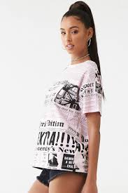 Maybe you would like to learn more about one of these? Forever 21 Cotton Newspaper Print Tee Pink Black Lyst