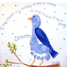 Bird Crafts For Toddlers It Sings Because It Has A Song Footprint Art Footprint Art Bird Crafts Toddler Crafts