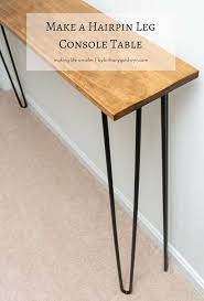 See How I Made This Easy Little Hairpin Leg Console Table Using A Leftover Piece Of Pine From Another Project Diy Sofa Table Diy Console Table Hairpin Legs Diy
