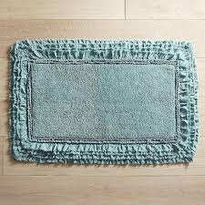 Rectangular Frayed Edge Teal Bath Rug