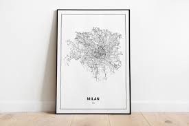 Milan Map Print Milan City Milan Map Poster Fashion Wall Etsy Milan Map Map Print Italy Print