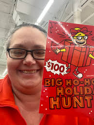 I won!!! Scavenger hunt at big lots. Per the terms of the event, There was  a clue posted near the door. Each manager hides them wherever they want. My  manager said she