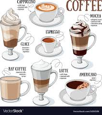 Different Types Of Coffee Coffee Menu Set Of Vector Illustrations Download A Free Preview Or High Quality Adobe Coffee Menu Coffee Type Coffee Illustration