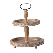 Spring tiered tray decor, tiered tray decorating, tiered tray 2021, spring this patriotic (4th of july) tiered tray was so much fun to put together. A B Home Whitewash Tan 2 Tier Wood Bead Trim Tray Overstock 29674834