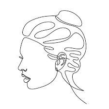 Top Knot Print Abstract Girl Face Line Drawing Abstract Girl