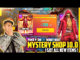 Free fire is the ultimate survival shooter game available on mobile. Hd New Mystery Shop I Got 80 Off E I Got New Money Heist Bundle