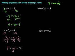How do you find equation given two points? Writing Equations In Slope Intercept Form Youtube