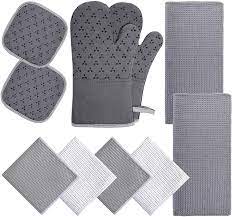 Maybe you would like to learn more about one of these? Amazon Com 10 Piece Set Oven Mitts And Pot Holders Set With Kitchen Towels Sets Dish Cloths 500 Degree Heat Resistant Soft Lining Oven Gloves With Hanging Loop For Kitchen Cooking Baking Grilling