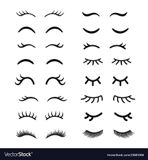 Set of cute cartoon eyelashes open and closed Vector Image