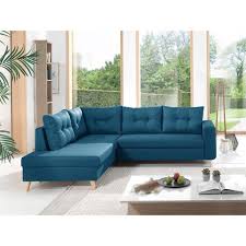 Fauteuil scandinave en tissu bleu canard. Nordic Canape Scandinave D Angle Gauche L Convertible En Tissu 234x86x188cm Couleur Bleu Canard Cdiscount Maison