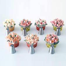 7pcs Set Russian Nozzles Tulip Tips Icing Piping Nozzles Pastry Decorating Tips Set Cake Cupcake Dec Piping Icing Russian Icing Tips Cake Decorating Techniques