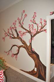 Cherry Blosson Tree In Living Room Mural By Sharon Mcbride Of All That Nonsense Tree Wall Painting Wall Painting Wall Paint Designs