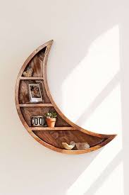 Crescent Moon Wood Shelf Casa Retro Nichos De Madeira Acessorios De Decoracao Para Casa