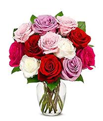 17.2 * 4.8 * 4.8''. Amazon Com From You Flowers One Dozen Assorted Sweetheart Roses Free Vase Included Fresh Cut Format Rose Flowers Grocery Gourmet Food