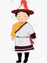 A Tibetan boy wearing traditional dress ...