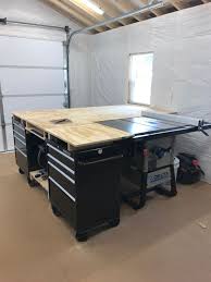 Instagram Edgegrainwoodstudio I Built This Multi Use Workbench By Modifying 2 Kobalt Tool C Ferramentas De Carpintaria Projeto Garagem Ferramentas De Garagem
