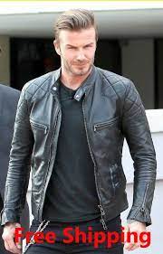 New Men S Genuine Lambskin Black Leather Biker Jacket Inspired By David Beckham Chaqueta De Cuero Hombre Vestimenta Casual Hombres Ropa Casual Hombres