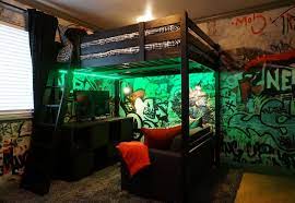 Video game room with neon lighting. Gaming Room Ideas For Boys Novocom Top