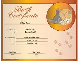 Check spelling or type a new query. Cat Birth Certificate Printable Certificate