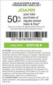 50 Off Your Total Purchase Of Regular Priced Foam And Fiber Apply Online Kfdy156 At Joann S Http Www Dpbolvw Net Clic Coupons Print Coupons Store Coupons