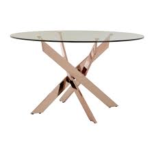 This glass coffee table by greyson living features a raised, mirrored base and a smoked glass top billy italian glass coffee tables from laporta, london. Allure Rose Gold Round Dining Table Round Glass Dining Tables Fads