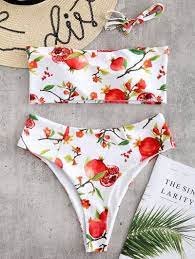 Pomegranate Print Bandeau Bikini Set Swimsuits Bikini Swimsuit Bathing Suits Monokini Zaful Cute Swimsuits Bi Bandeau Bikini Set Swimwear Bandeau Bikini