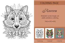 Free printable raccoon coloring pages for kids. Coloring For Adult Tangled Head Of Racoon 1120008 Illustrations Design Bundles