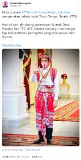 Jun 15, 2021 · pasar itu berisi berbagai jenis kios, mulai dari peralatan upacara, pedagang baju dan sebagainya. Baju Daerah Yang Dipakai Jokowi Kena Sentil Usai Masyarakat Adat Ntt Digusur