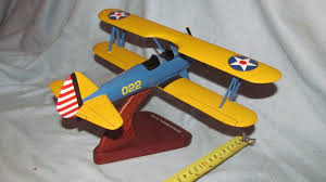 Boeing Pt 17 Stearman Kaydet Wood Desk Display Aircraft Toys Models Corp Plane