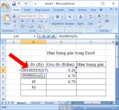 Summary Of Trigonometric Functions In Excel