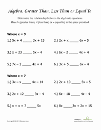 Worksheet involves real world applications of concepts. Comparing Algebraic Equations Worksheet Education Com