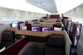 This aircraft is configured with only two classes of service where all business class seats feature 180 degree recline. Qatar Airways Introduces Basic Business Class One Mile At A Time