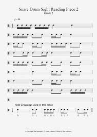 Snare Drum Beginner Sheet Music Grade 2 Snare Drum Sight