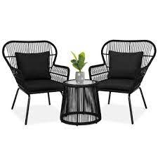Flamaker 3 pieces patio set outdoor wicker patio furniture sets modern bistro set rattan chair conversation sets with coffee table for yard and bistro (black) 4.6 out of 5 stars. Black Wicker Chairs Target