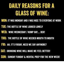 Home of the internationally renowned comedian, writer and broadcaster pete correale. Daily Reasons For A Glass Of Wine Mon It Was Monday And I Was Nice To Everyone At Work Tue The Bottle Of Wine Looked Lonely Wed Wine Wednesday Hump Day Der