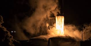 This was the second flight for spacex falcon heavy, which is the most powerful rocket in use in the world. Spacex S Falcon 9 Launches Atop Pillar Of Flame And Races Home On Drone Ship