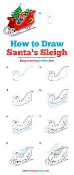 How To Draw Santa S Sleigh Really Easy Drawing Tutorial How To Draw Santa Christmas Drawings For Kids Easy Christmas Drawings