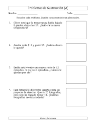 La Hoja De Ejercicios De Subtraction Word Problems With Subtraction Facts From 5 To Problemas De Division Problemas De Multiplicaciones Problemas De Fracciones