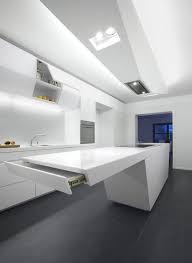 Futuristic Hi Tech Luxury White Kitchen Island Design With Cabinets And Built In Modern Kitchen Cabinet Design White Modern Kitchen Modern Kitchen Design