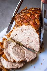 Slicing Krustenbraten Boneless Pork Shoulder Roast With Crackling Pork Shoulder Roast Boneless Pork Shoulder Boneless Pork Shoulder Roast