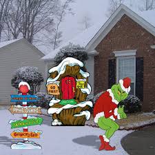 Grinch Stealing Christmas Lights Lair Pole Yard Art Decor Christmas Yard Decorations Grinch Christmas Decorations Christmas Yard Art