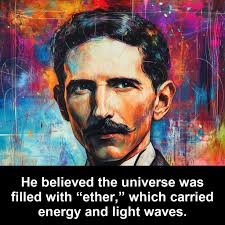 He believed the universe was filled with “ether,” which carried energy and  light waves.