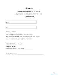 Science Easter End Of Term Test Interactive Worksheet Topworksheets