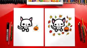 10 best halloween characters drawings; How To Draw A Cute Scary Kitten Skeleton Art For Kids Hub