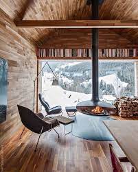 Perfect Winter Cabin Modern Cabin Cabin Interiors Hanging Fireplace